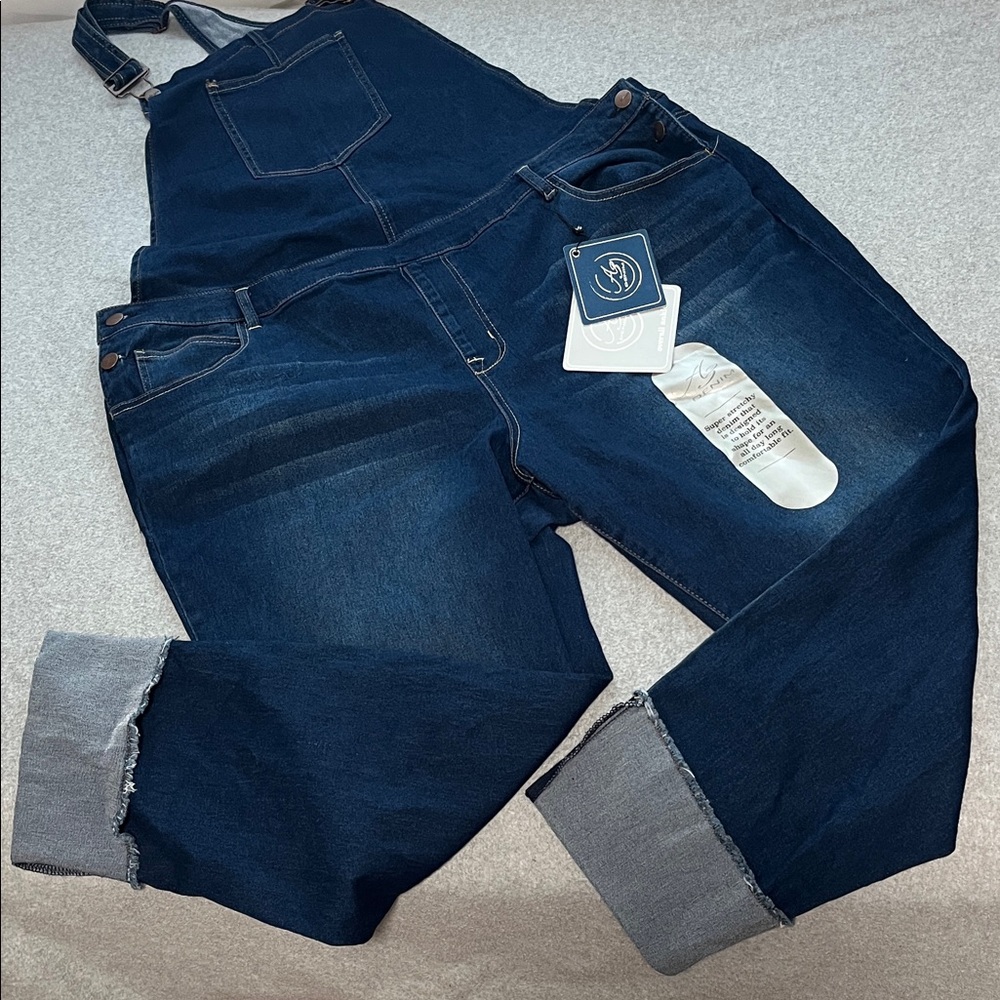 Womens AG Ankle Denim Overalls Plus Size 20W Stretchy Cuff Country